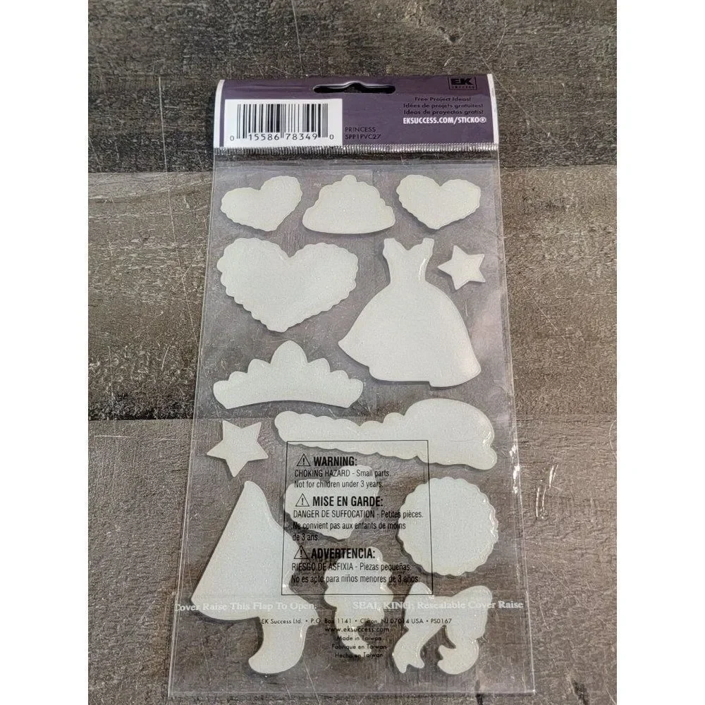 Pink puff princess sticker set pack heart bow‎ dress